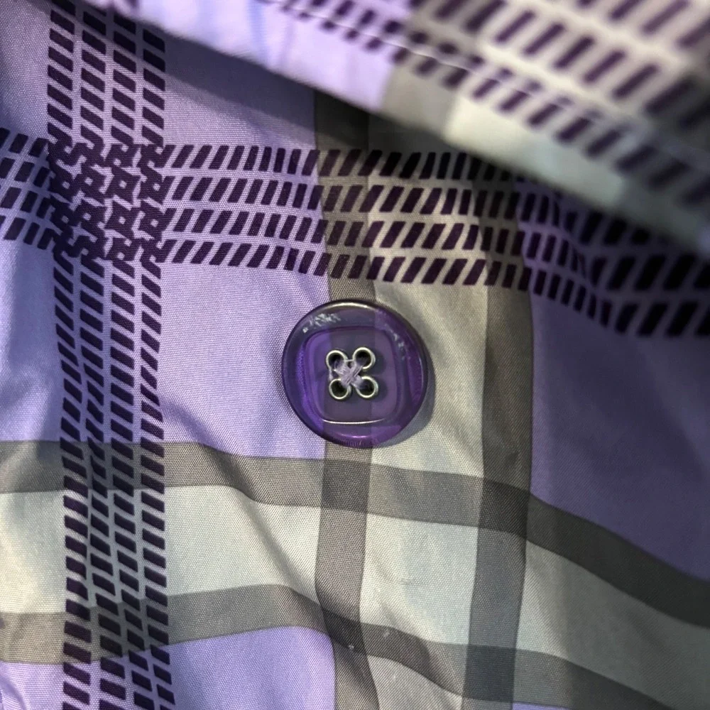 London Fog Kids Purple Grey Plaid Trench‎ Coat Jacket Hooded Belted (Girls 10)